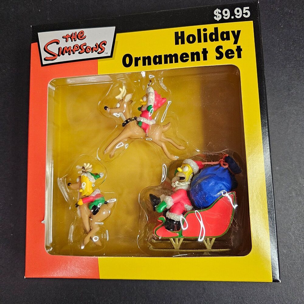 NIB The Simpsons Christmas Ornament Set 2005 Bart Lisa Homer Santa 20th Century